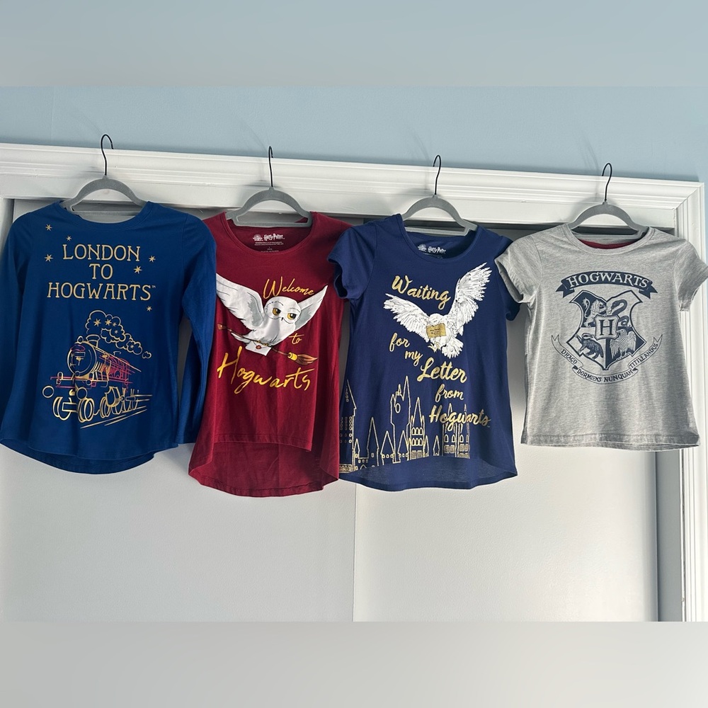 4 Gently worn Harry Potter shirts.